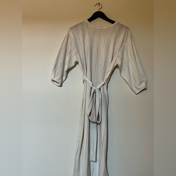 Zara Knit Pinstripe Midi Dress with Tie Belt. Size Small. - Picture 3 of 5